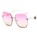 hexagon rimless Ocean color  2020 new arrivals unique fashion shades custom designer luxury UV400 sunglasses metal women 72023